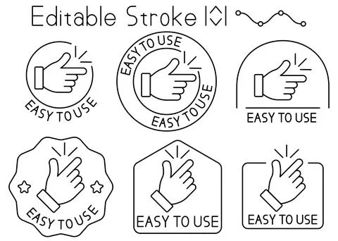 Editable stroke icons. Easy to use icon. Hand gesture vector. Outline badge.. Stock Illustration