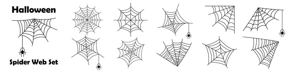 Editable stroke Spider web line art vector . textures for halloween Stock Illustration