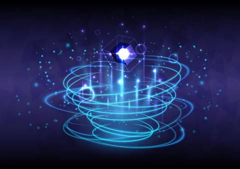 Editable stroke of storm. GUI and UI virtual reality. Portal and hologram sci イラスト素材