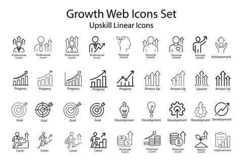 Editable Stroke Upskill And Growth Line Icons For Web And App Interfaces 스톡 일러스트