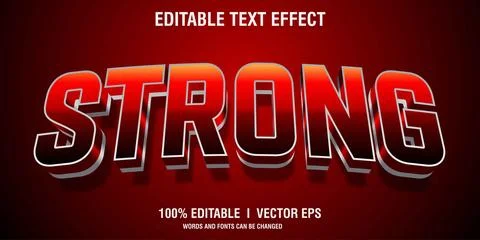 Editable strong vector 3d text effect with modern style design Stock Illustration
