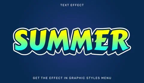 Editable summer text effect in 3d style Stock Illustration