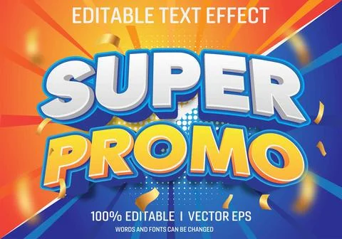 Editable super promo vector text effect with modern style design Stock Illustration