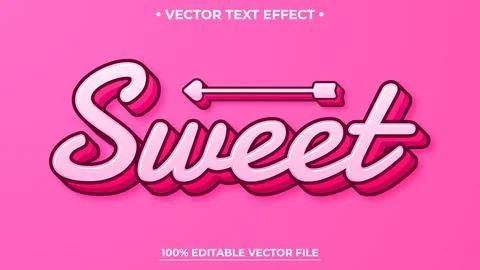 Editable sweet hearts 3d text effect love text style effect Illustrazione stock
