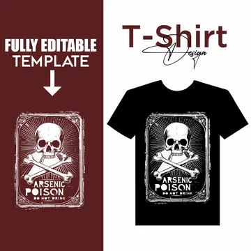 Editable t shirt template featuring a skull and crossbones poison design 库存插图
