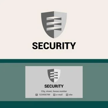 Editable template logo and business card for security organization. The shield Stock Illustration