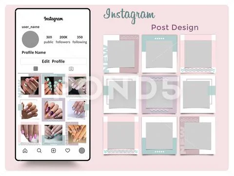 Editable template PSD in vector graphics for Instagram PSD Template