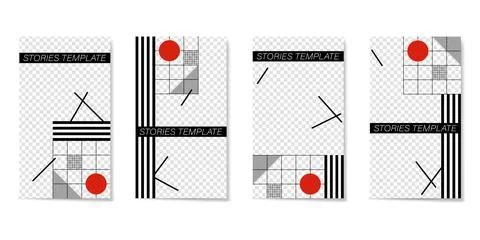 Editable template for Stories and Streams. Flat geometric pattern Illustrazione stock