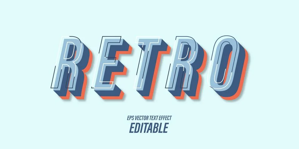 Editable text with 3D effects with vintage and retro themes, used for promotiona Stock Illustration