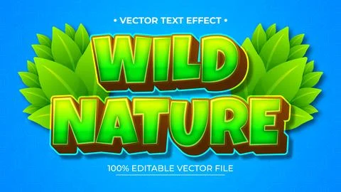 Editable text effect 3d Nature theme premium vector Stock Illustration