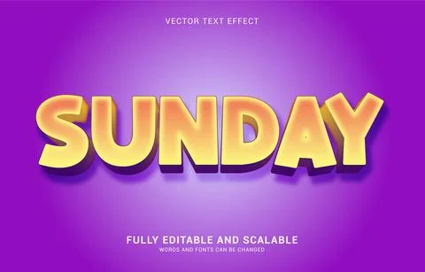 Editable text effect, 3D Sunday style Stock Illustration