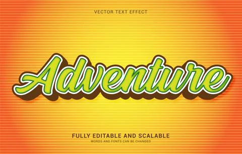 Editable text effect, Adventure style Stock Illustration
