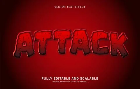 Editable text effect, Attack style Stock Illustration