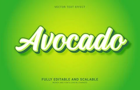 Editable text effect, Avocado style Stock Illustration