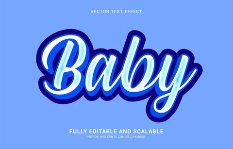 Editable text effect, Baby style Stock Illustration