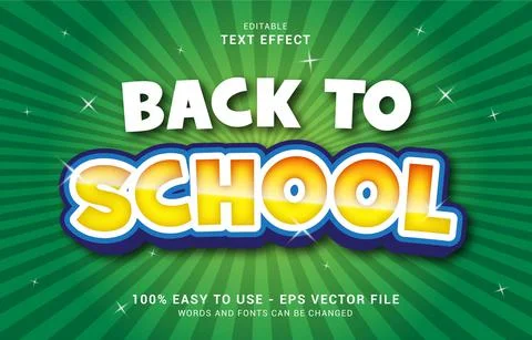 Editable text effect, Back to School style Stock Illustration