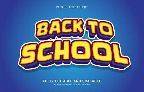 Editable text effect, Back to School style Stock Illustration
