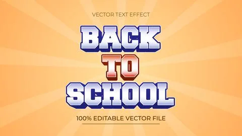 Editable text effect Back To School With Retro Style Stock Illustration