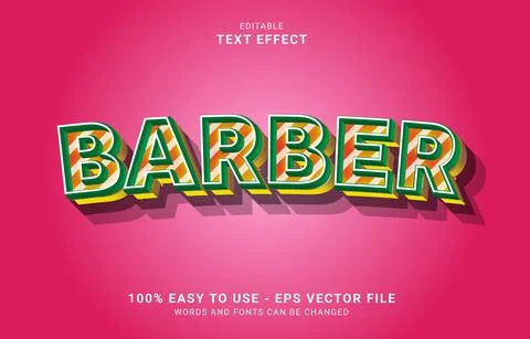 Editable text effect, barber style Stock Illustration