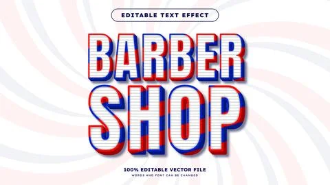 Editable text effect barbershop logo 3d vintage style premium vector Stock Illustration