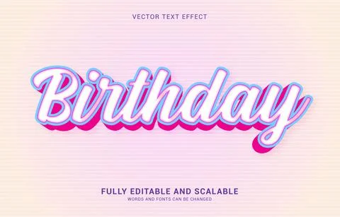 Editable text effect, Birthday style Stock Illustration