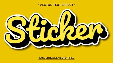 Editable text effect black and yellow sticker text effect, Editable text effe Stock Illustration