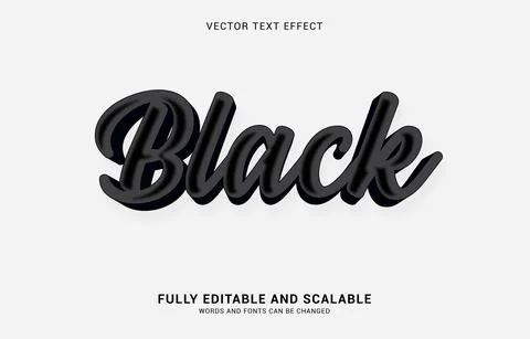 Editable text effect, Black style Stock Illustration