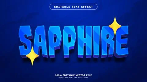 Editable Text Effect with Blue Sapphire Diamond Graphic Vector Template Stock Illustration
