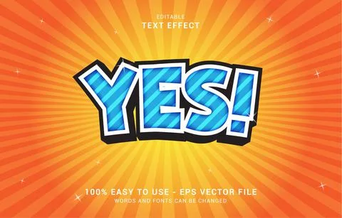 Editable text effect, Blue Yes style Stock Illustration