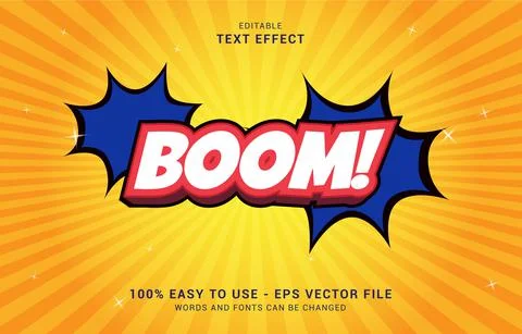 Editable text effect, Boom Comic style Illustrazione stock