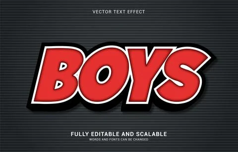 Editable text effect, Boys style Stock Illustration