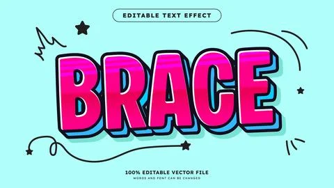 Editable text effect Brace 3d cartoon template style modern vector Ilustración de archivo