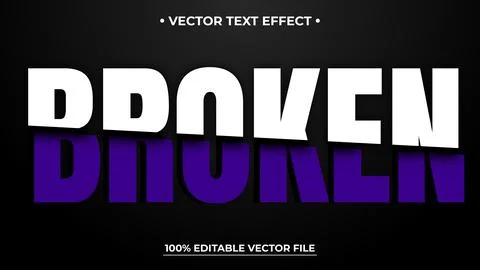 Editable text effect - Broken sliced text effect Stockillustratie