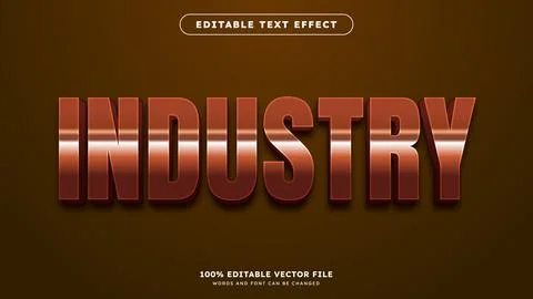Editable text effect with bronze copper editable text effect style Stock Illustration