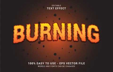 Editable text effect, burning style vector design Stock Illustration
