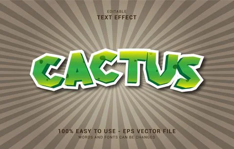 Editable text effect, Cactus style Stock Illustration