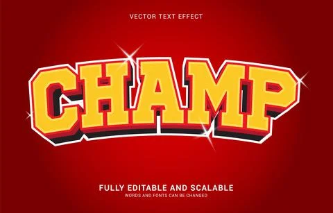 Editable text effect, Champ style Stock Illustration