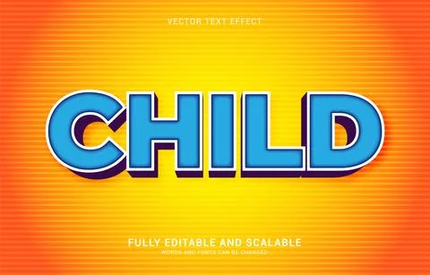 Editable text effect, Child style Stock Illustration