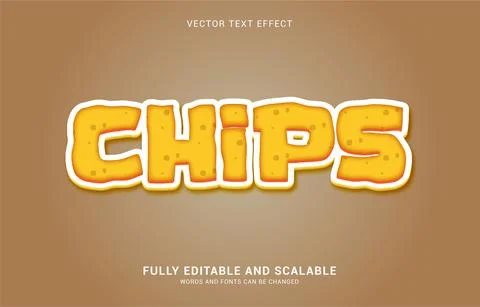 Editable text effect, Chips style Illustrazione stock