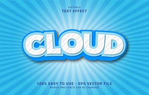 Editable text effect, Cloud style Stock Illustration