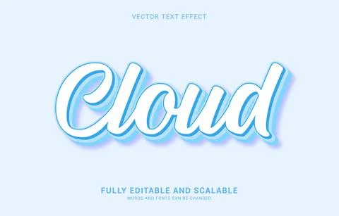 Editable text effect, Cloud style Stock Illustration