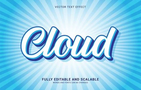 Editable text effect, Cloud style Stock Illustration