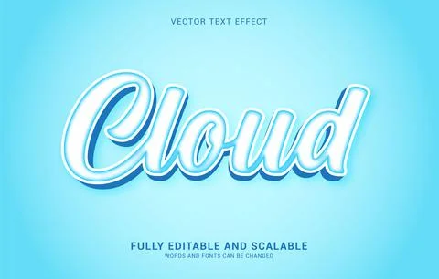 Editable text effect, Cloud style Stock Illustration