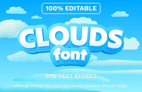 Editable text effect. Clouds font, Flash sale template. Retro style. Vector Stock Illustration