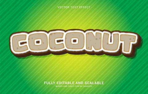 Editable text effect, Coconut style Stock Illustration