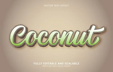 Editable text effect, Coconut style Stock Illustration