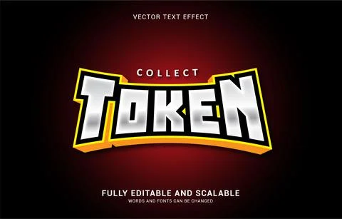 Editable text effect, Collect Token style Stock Illustration