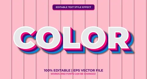 Editable text effect colorful. Multicolor style editable text effect Stock Illustration