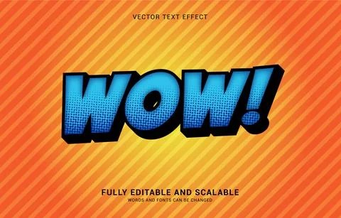 Editable text effect, Comic Wow style Illustrazione stock