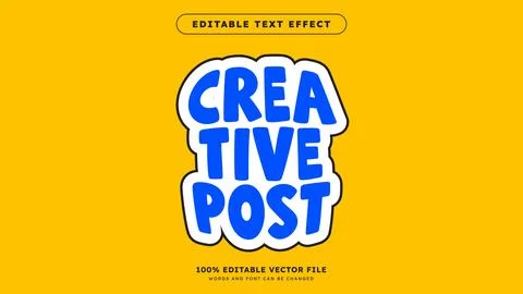 Editable text effect Creative Post Cartoon template style vector text Stock Illustration